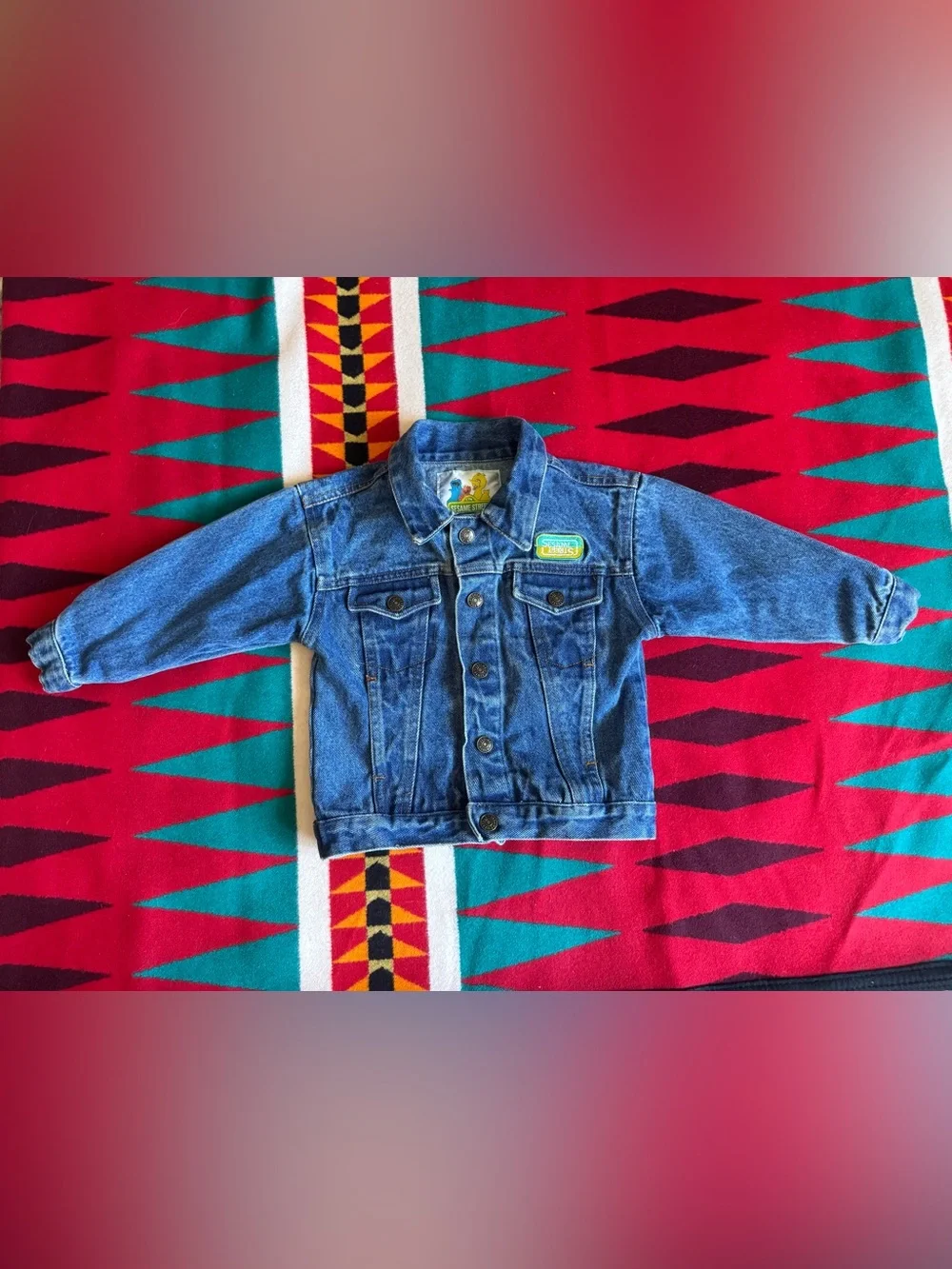 Sesame Street Kids Blue Denim Jacket with embroidered characters